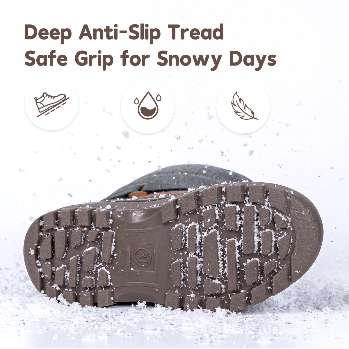 NIPAXO Kids Snow Boots Waterproof Duck Boot Style with Insulated Quilted Upper and Hook-and-Loop Closure Winter Boots for Boys Girs