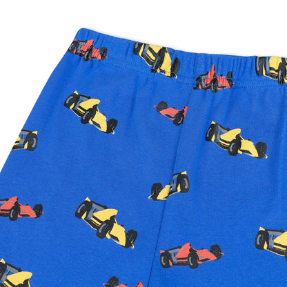 NIPAXO Toddler Boys Pajamas Set Long Sleeve Vibrant Blue F1 Race Car Graphic Thermal Sleepwear with Cuffs