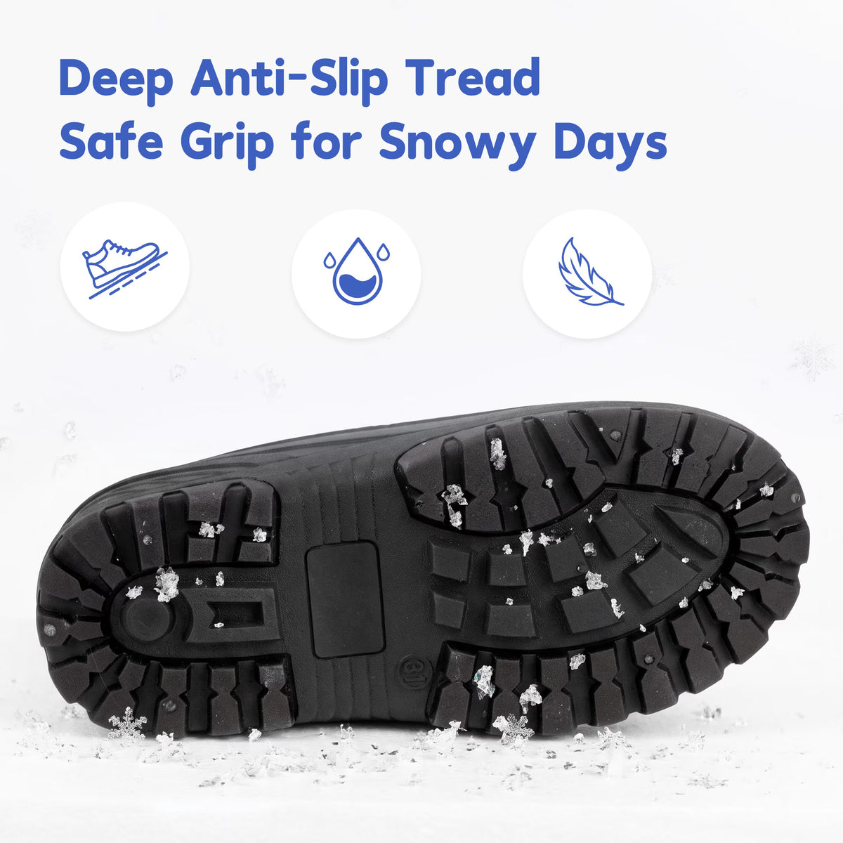NIPAXO Kids Snow Boots Waterproof Winter Boots Blue Textured Fabric Upper Bungee Lacing Slip Resistant Outdoor Winter Boots for Boys Girls